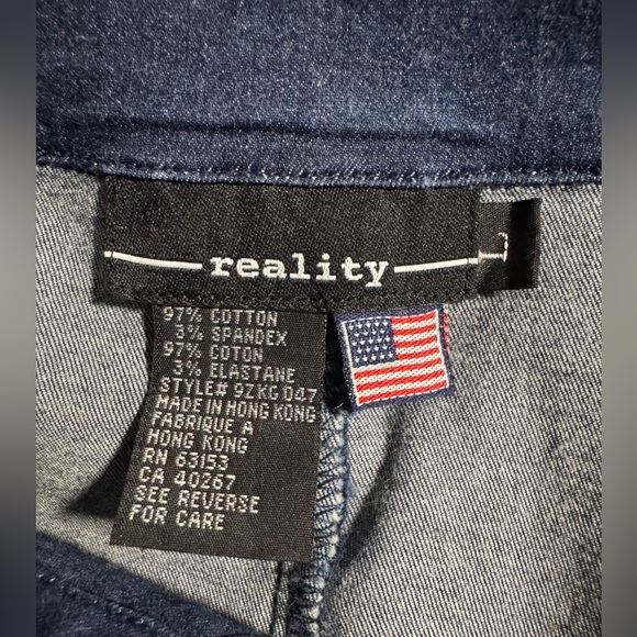 Reality USA Denim Casual Trendy Leather Lace-Up Top Size Large - Picture 12 of 12